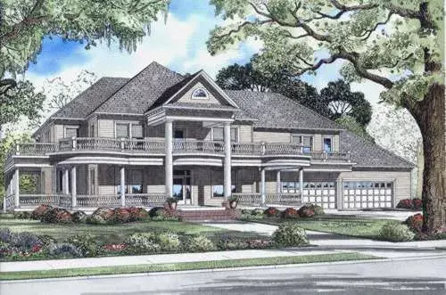 Southern house plans 12-514 - front exterior, 7,870 sq ft, 6 bed, 5 bath house plans | Monster House Plans
