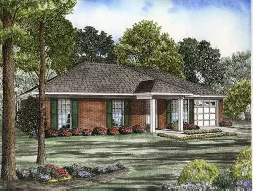 Traditional house plans 12-521 - front exterior, 1,046 sq ft, 3 bed, 2 bath house plans | Monster House Plans