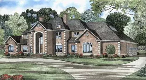 European house plans 12-524 - front exterior, 6,388 sq ft, 4 bed, 4 bath house plans | Monster House Plans