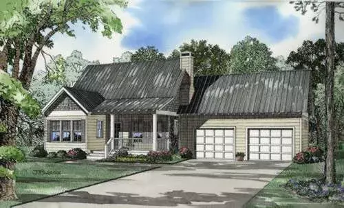 Country house plans 12-526 - front exterior, 1,294 sq ft, 2 bed, 2 bath house plans | Monster House Plans