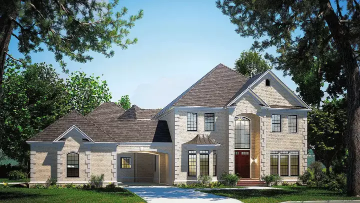 European house plans 12-535 - front exterior, 5,009 sq ft, 4 bed, 4 bath house plans | Monster House Plans