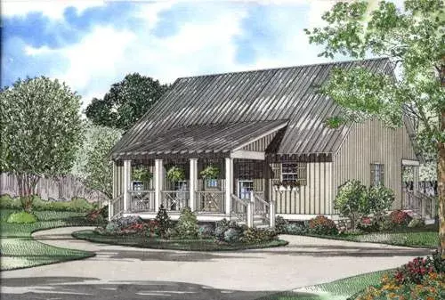 Country house plans 12-551 - front exterior, 1,458 sq ft, 4 bed, 2 bath house plans | Monster House Plans