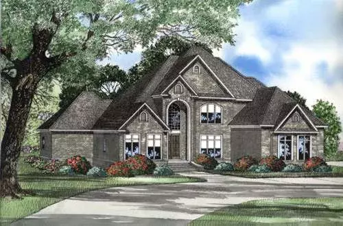 European house plans 12-567 - front exterior, 4,360 sq ft, 4 bed, 3 bath house plans | Monster House Plans