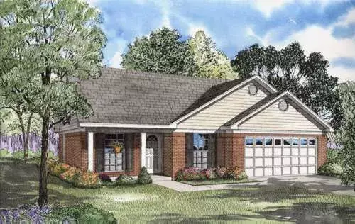 Traditional house plans 12-568 - front exterior, 1,082 sq ft, 3 bed, 2 bath house plans | Monster House Plans