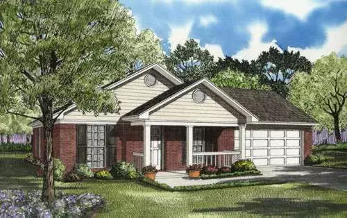 Traditional house plans 12-569 - front exterior, 1,023 sq ft, 3 bed, 2 bath house plans | Monster House Plans