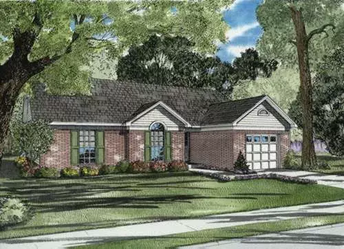 Traditional house plans 12-576 - front exterior, 1,203 sq ft, 3 bed, 1 bath house plans | Monster House Plans