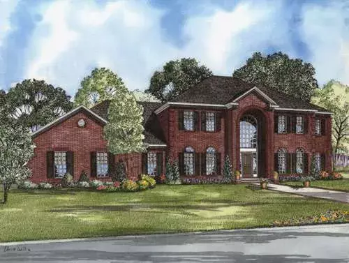 European house plans 12-583 - front exterior, 3,558 sq ft, 4 bed, 4 bath house plans | Monster House Plans