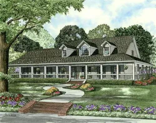 Farmhouse house plans 12-599 - front exterior, 2,851 sq ft, 3 bed, 2 bath house plans | Monster House Plans