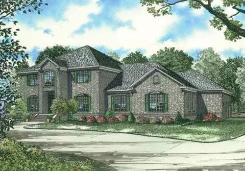 European house plans 12-600 - front exterior, 4,468 sq ft, 4 bed, 4 bath house plans | Monster House Plans