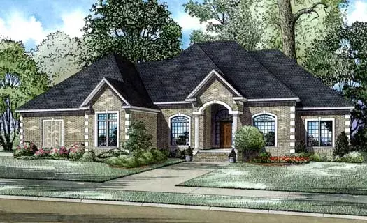 European house plans 12-601 - front exterior, 3,653 sq ft, 4 bed, 3 bath house plans | Monster House Plans