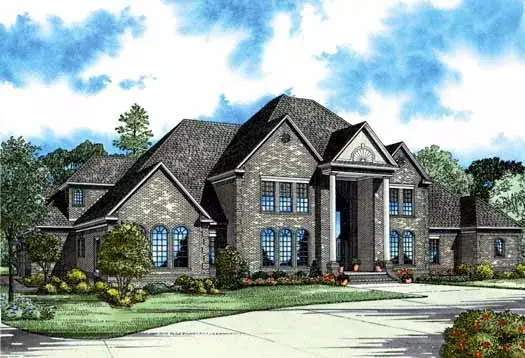 European house plans 12-602 - front exterior, 7,045 sq ft, 3 bed, 6 bath house plans | Monster House Plans