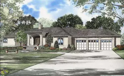 Mediterranean house plans 12-606 - front exterior, 3,289 sq ft, 3 bed, 2 bath house plans | Monster House Plans