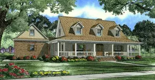 Farmhouse house plans 12-607 - front exterior, 3,137 sq ft, 4 bed, 3 bath house plans | Monster House Plans
