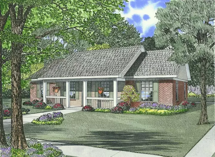 Country house plans 12-623 - front exterior, 1,100 sq ft, 3 bed, 2 bath house plans | Monster House Plans