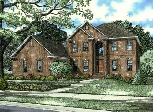 Traditional house plans 12-635 - front exterior, 3,643 sq ft, 5 bed, 3 bath house plans | Monster House Plans