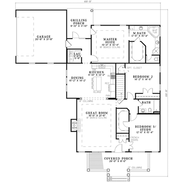 Southern Style Home Design 12-646