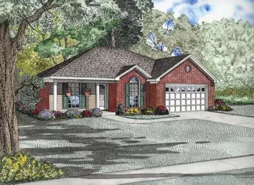 Traditional house plans 12-655 - front exterior, 1,214 sq ft, 3 bed, 2 bath house plans | Monster House Plans