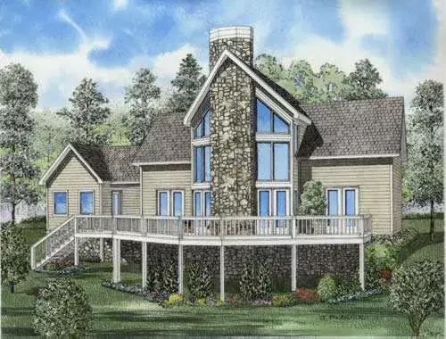 Contemporary house plans 12-680 - front exterior, 1,408 sq ft, 2 bed, 2 bath house plans | Monster House Plans