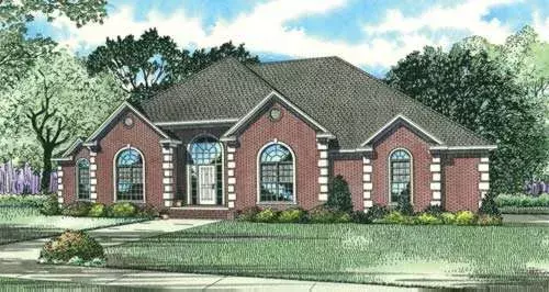 European house plans 12-693 - front exterior, 2,631 sq ft, 4 bed, 2 bath house plans | Monster House Plans