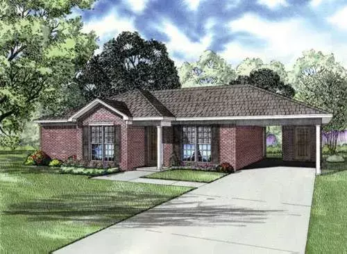 Traditional house plans 12-695 - front exterior, 1,008 sq ft, 2 bed, 2 bath house plans | Monster House Plans