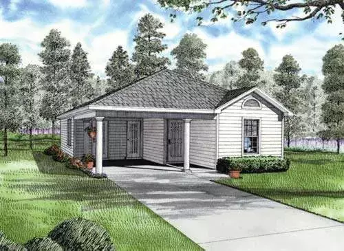 Traditional house plans 12-701 - front exterior, 1,070 sq ft, 3 bed, 2 bath house plans | Monster House Plans