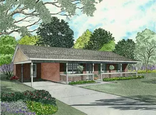 Ranch house plans 12-704 - front exterior, 1,104 sq ft, 3 bed, 1 bath house plans | Monster House Plans