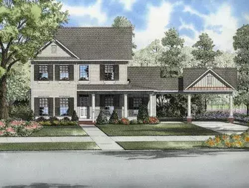 Traditional house plans 12-736 - front exterior, 2,260 sq ft, 4 bed, 2 bath house plans | Monster House Plans