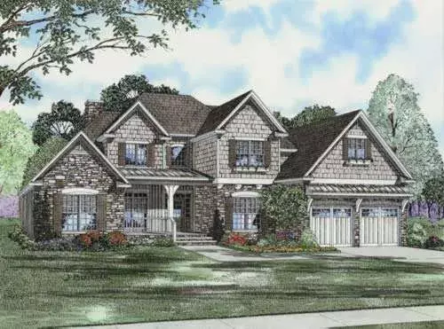 English Country house plans 12-748 - front exterior, 2,952 sq ft, 4 bed, 3 bath house plans | Monster House Plans
