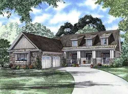 Craftsman house plans 12-753 - front exterior, 2,445 sq ft, 4 bed, 3 bath house plans | Monster House Plans