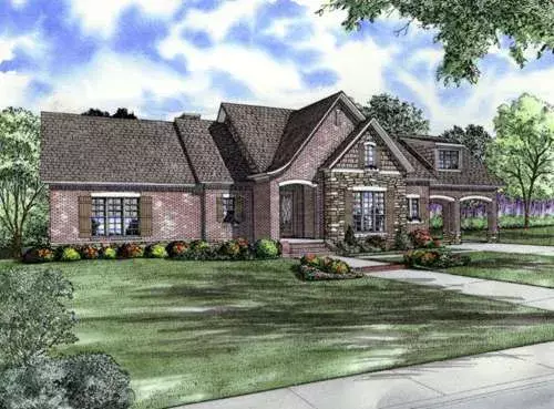 French Country house plans 12-758 - front exterior, 2,703 sq ft, 3 bed, 2 bath house plans | Monster House Plans