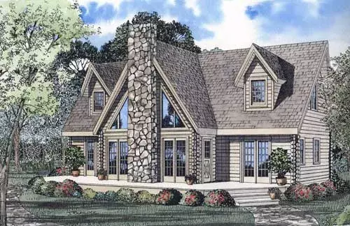 Log Cabin house plans 12-780 - front exterior, 2,402 sq ft, 3 bed, 2 bath house plans | Monster House Plans