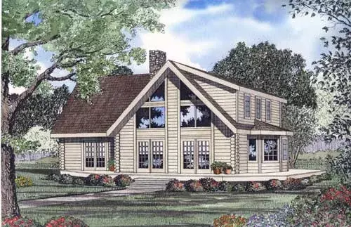 Log Cabin house plans 12-783 - front exterior, 2,389 sq ft, 3 bed, 2 bath house plans | Monster House Plans