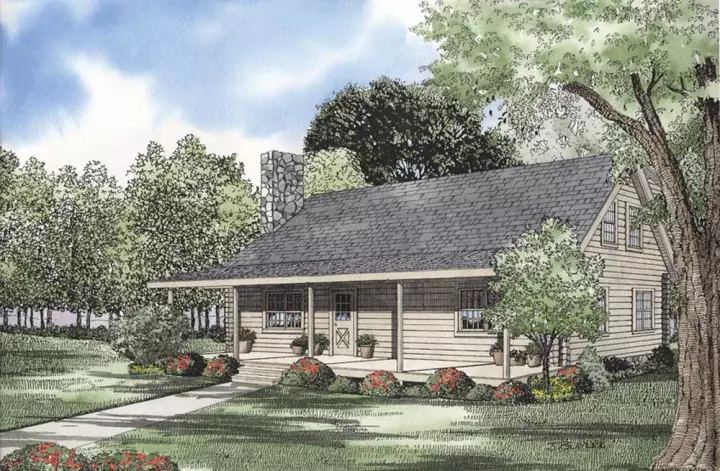 Log Cabin house plans 12-799 - front exterior, 1,769 sq ft, 4 bed, 2 bath house plans | Monster House Plans