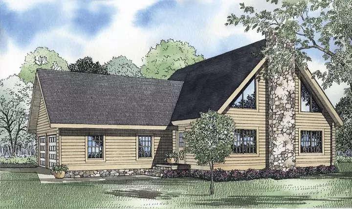 Log Cabin house plans 12-804 - front exterior, 2,408 sq ft, 3 bed, 2 bath house plans | Monster House Plans