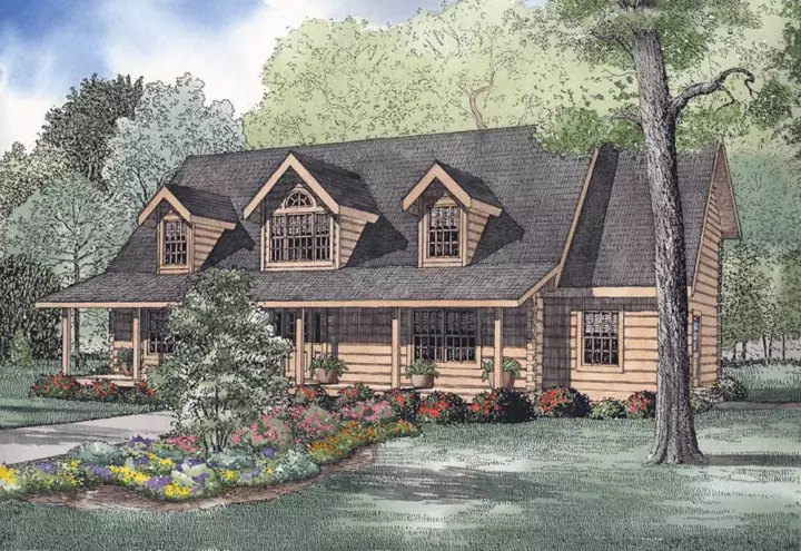 Log Cabin house plans 12-809 - front exterior, 3,112 sq ft, 3 bed, 2 bath house plans | Monster House Plans