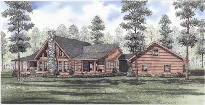 Log Cabin house plans 12-819 - front exterior, 2,660 sq ft, 3 bed, 2 bath house plans | Monster House Plans