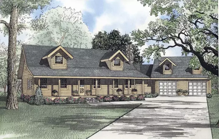 Log Cabin house plans 12-823 - front exterior, 2,181 sq ft, 3 bed, 2 bath house plans | Monster House Plans