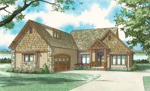 Mountain Rustic house plans 12-840 - front exterior, 1,874 sq ft, 3 bed, 2 bath house plans | Monster House Plans