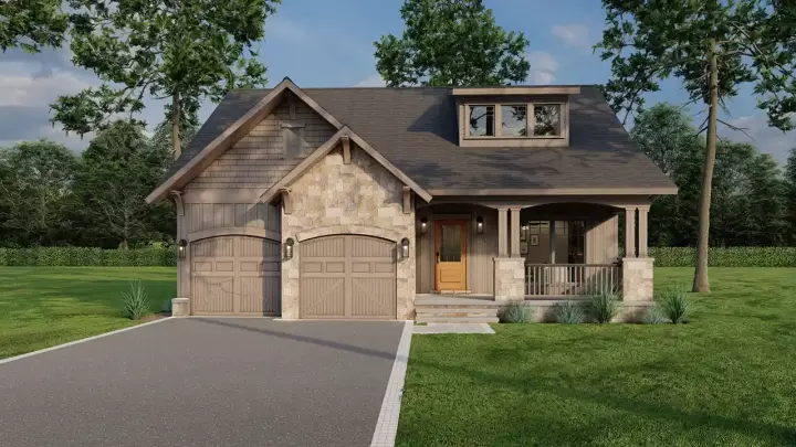 Bungalow house plans 12-844 - front exterior, 1,654 sq ft, 3 bed, 2 bath house plans | Monster House Plans