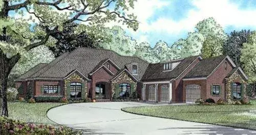 English Country house plans 12-854 - front exterior, 4,121 sq ft, 3 bed, 3 bath house plans | Monster House Plans