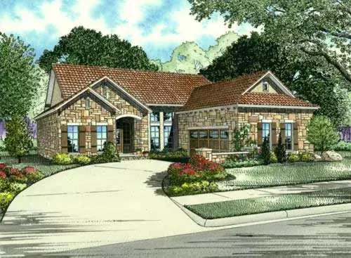 Tuscan house plans 12-875 - front exterior, 2,369 sq ft, 3 bed, 2 bath house plans | Monster House Plans