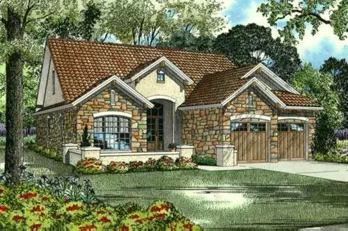 Tuscan house plans 12-876 - front exterior, 1,875 sq ft, 4 bed, 3 bath house plans | Monster House Plans