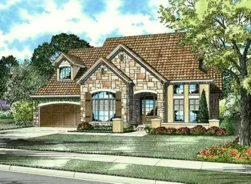 Tuscan house plans 12-880 - front exterior, 2,721 sq ft, 3 bed, 2 bath house plans | Monster House Plans