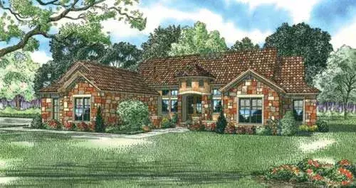 Tuscan house plans 12-882 - front exterior, 2,609 sq ft, 4 bed, 3 bath house plans | Monster House Plans