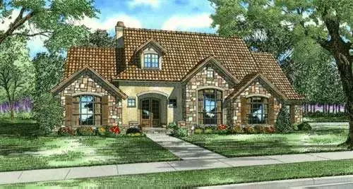 Tuscan house plans 12-883 - front exterior, 2,788 sq ft, 4 bed, 3 bath house plans | Monster House Plans