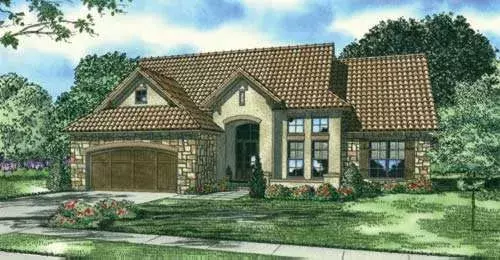 Tuscan house plans 12-885 - front exterior, 2,095 sq ft, 3 bed, 2 bath house plans | Monster House Plans