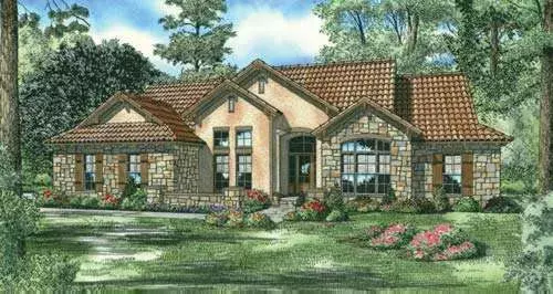 Tuscan house plans 12-886 - front exterior, 2,075 sq ft, 4 bed, 3 bath house plans | Monster House Plans