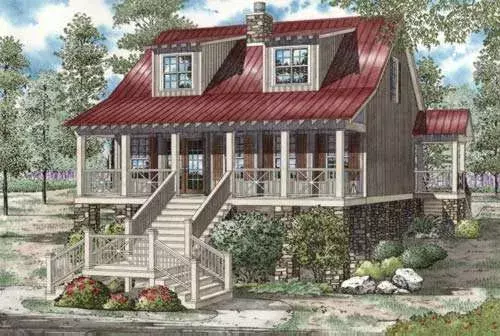 Mountain Rustic house plans 12-898 - front exterior, 1,451 sq ft, 3 bed, 2 bath house plans | Monster House Plans