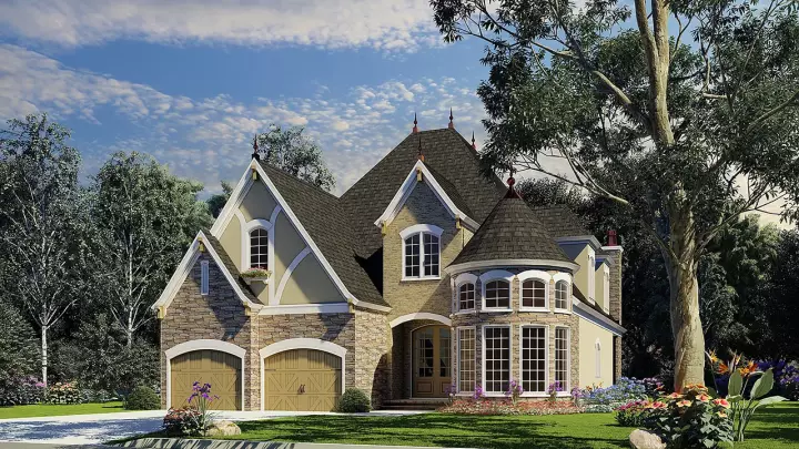 European house plans 12-901 - front exterior, 2,889 sq ft, 4 bed, 2 bath house plans | Monster House Plans