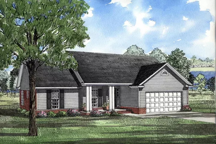 Ranch house plans 12-994 - front exterior, 1,525 sq ft, 3 bed, 2 bath house plans | Monster House Plans